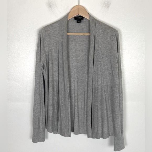 Liz Claiborne Career Open Front Cardigan Size L Color Gray Soft Knit Long Sleeve - Picture 1 of 7